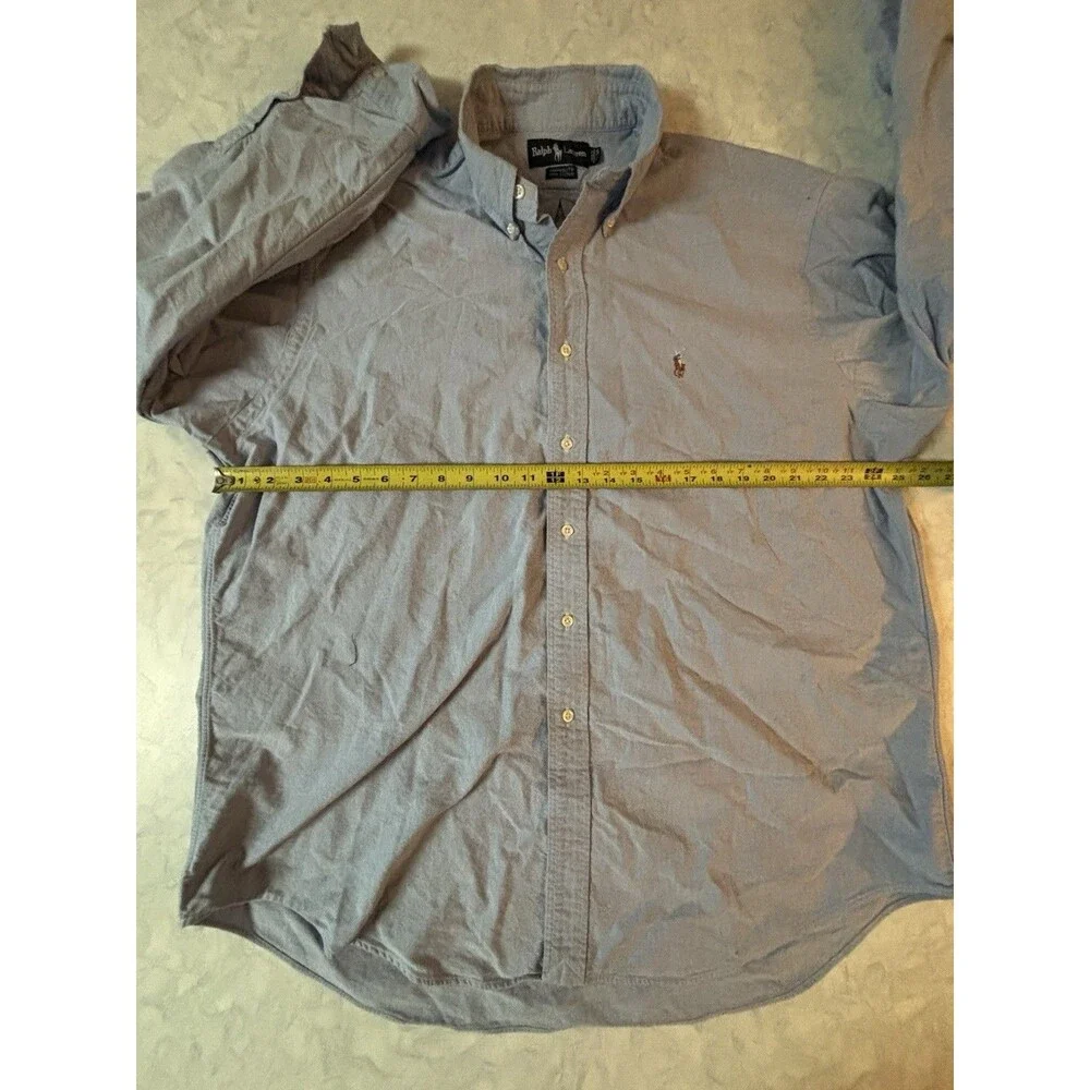 Polo Ralph Lauren Yarmouth Shirt Mens 17 34 Blue Oxford Button Down Pony Logo